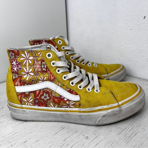 Vans Sk8-Hi Tapered Psychedelic Resort Passion yellow floral High-Top Sneakers - Picture 7 of 11